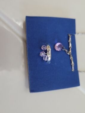 Avon Silver Tone Toe Ring And Anklet with Light Purple Crystal Dangles